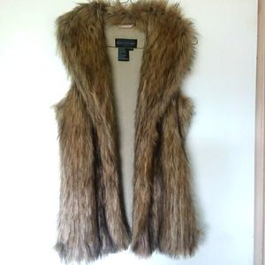 LIVE A LITTLE beautiful faux fur vest.  Size small.  Brownish tan color.